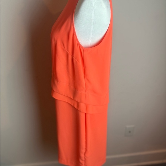 Banana Republic Sleeveless Layered Shift Dress Size 10 | Bright Orange - Picture 9 of 15